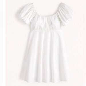 Abercrombie & Fitch Ruched Puff Sleeve Mini Dress, Size XL White